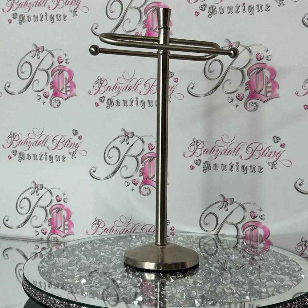 Towel stand hand towels or use as Jewelry Display Stand silver